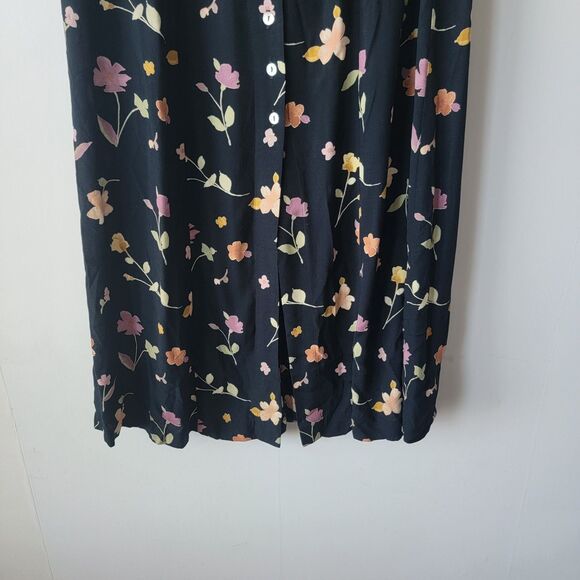 prairie rose womens floral Midi Skirt size 10 Cottage Flowy Button Front A-Line - Picture 4 of 7